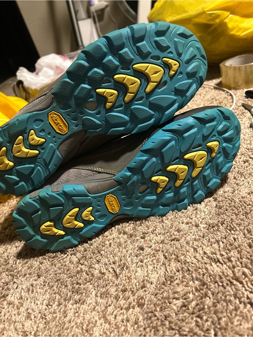 Ahnu Sugarpine Waterproof Hiking Boots Womens Size 9 Gray Teal Vibram - Picture 11 of 12